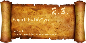 Rapai Balázs névjegykártya